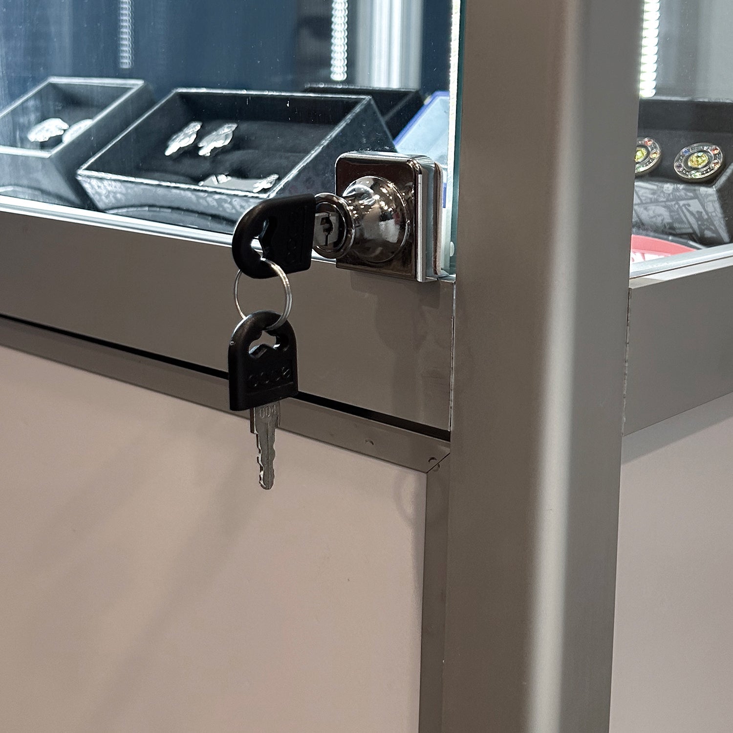 Retail Glass Display White Cabinet With Locking Storage - My Men's Shop