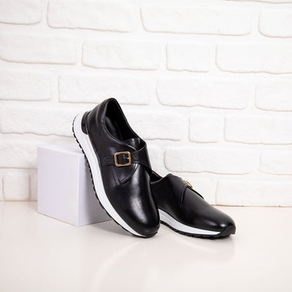 The Luxe Black Buffalo Leather Women Sneaker