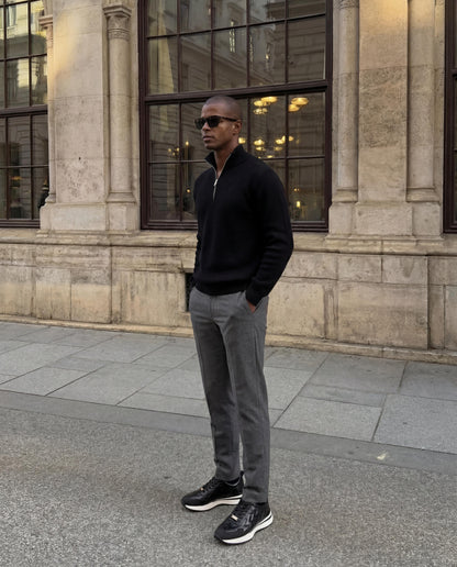 The Veneto Black Leather Men Sneaker