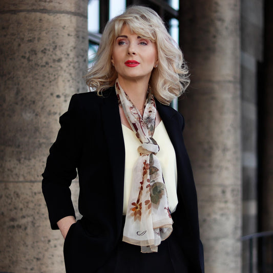 Botanica - Long Silk Scarf - Beige - My Men's Shop