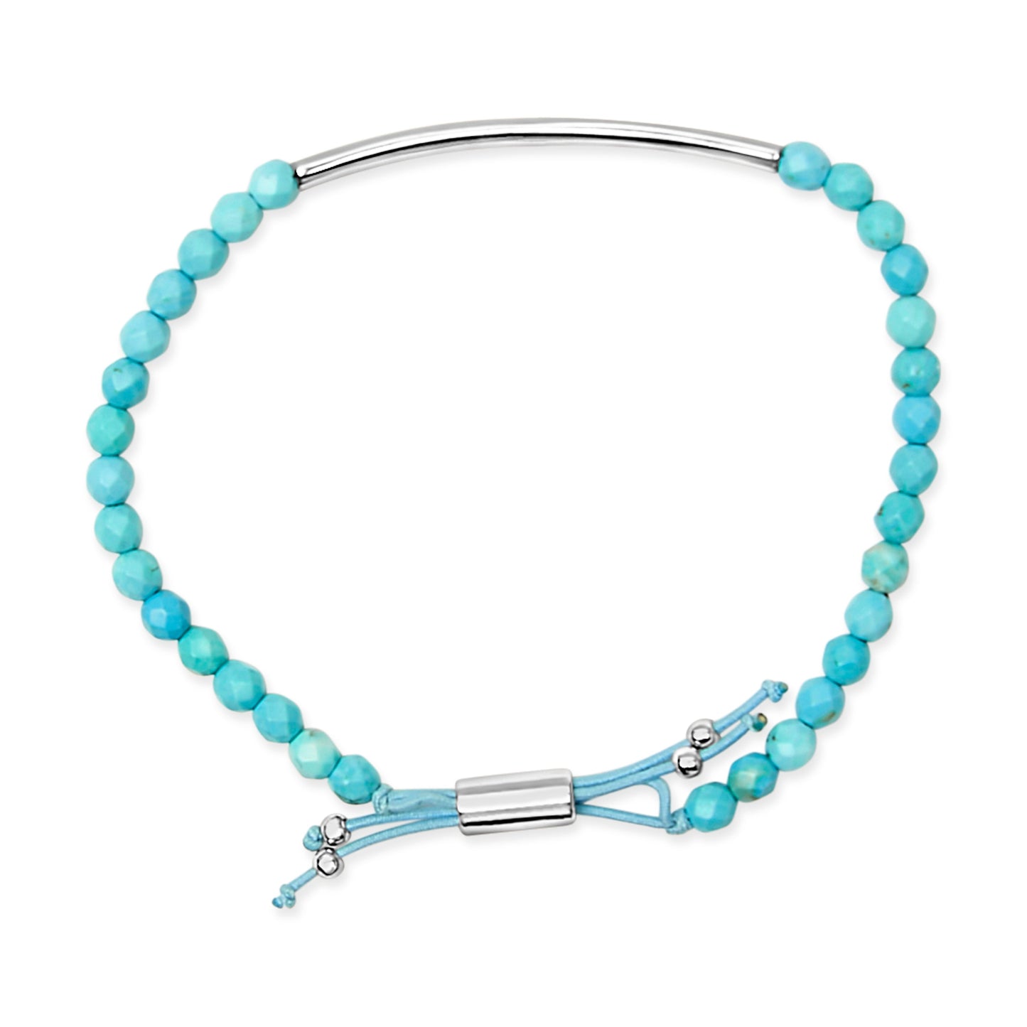 Pulsera de plata de ley con cuentas de turquesa y cierre de bolo