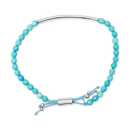 Pulsera de plata de ley con cuentas de turquesa y cierre de bolo