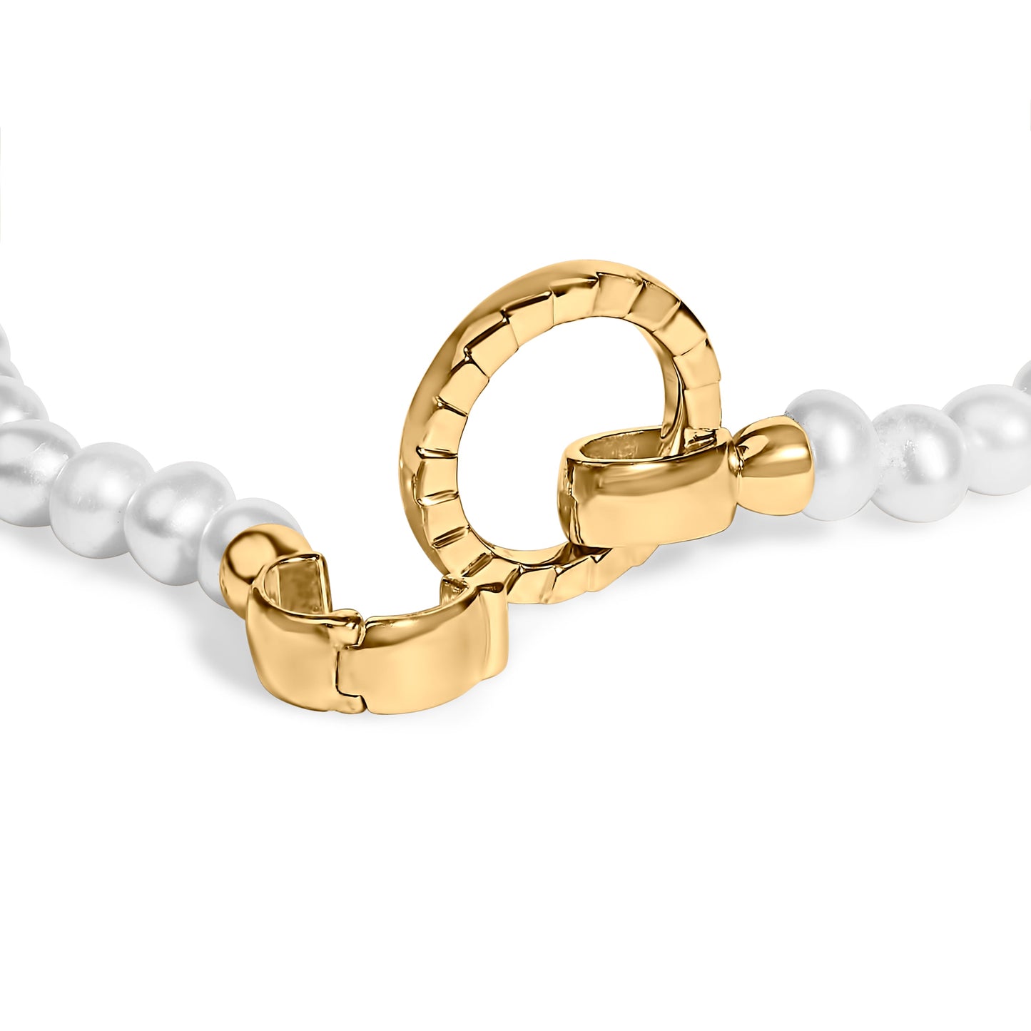 Pulsera Tenis con Candado Infinito de Perlas y Vermeil de Oro Amarillo de 18K