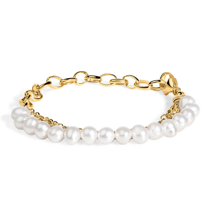 Pulsera de eslabones con perlas cultivadas y vermeil de oro amarillo de 18K
