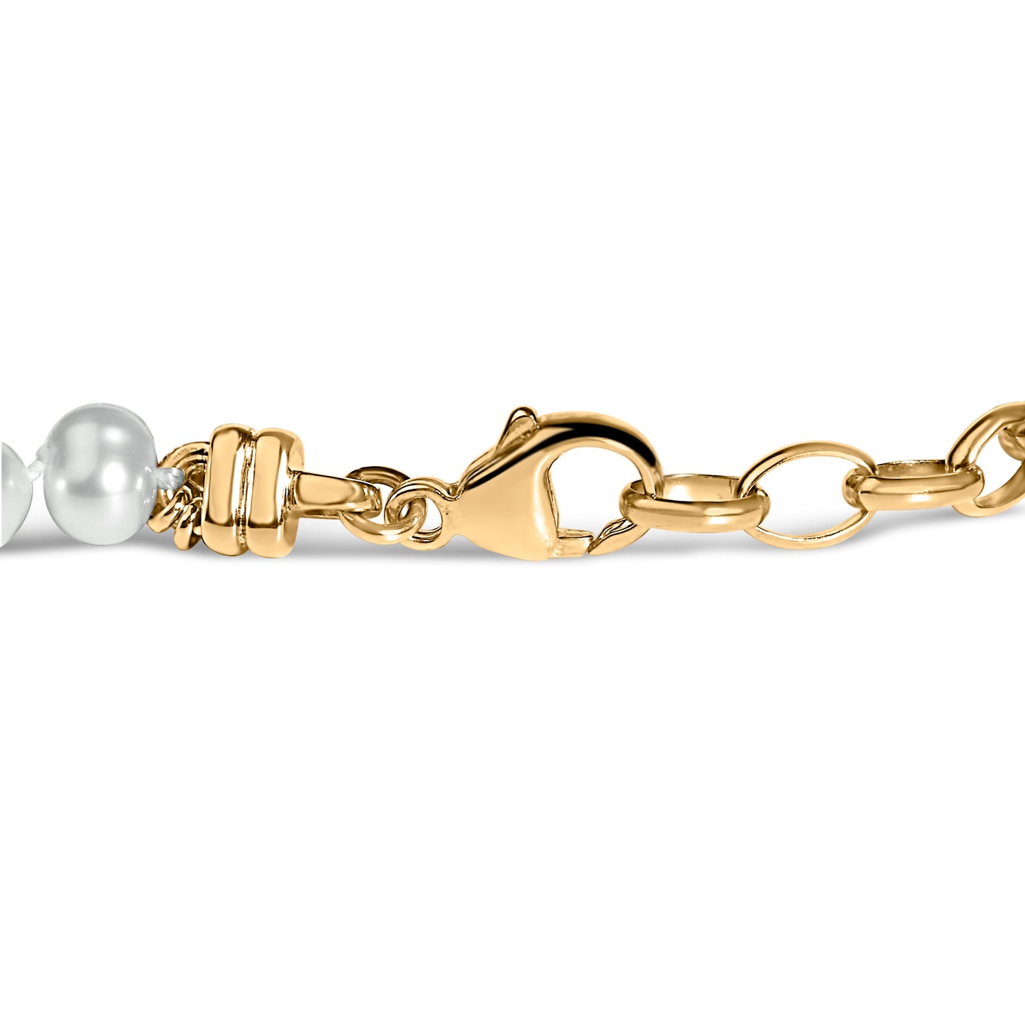 Pulsera de eslabones con perlas cultivadas y vermeil de oro amarillo de 18K