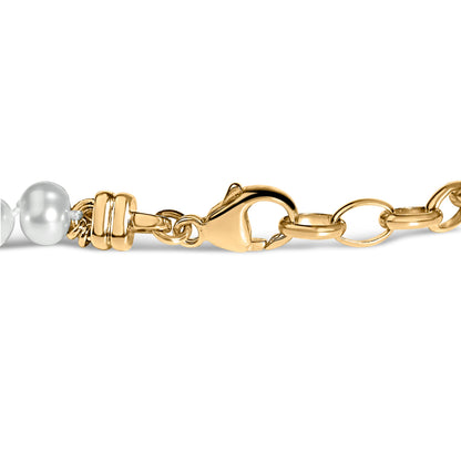 Pulsera de eslabones con perlas cultivadas y vermeil de oro amarillo de 18K