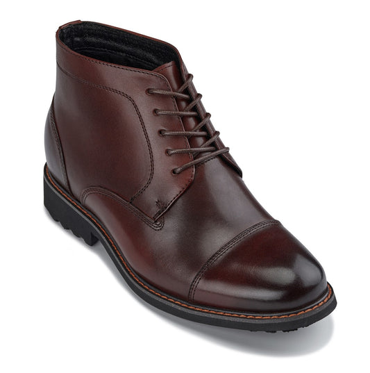 CALTO 3.2-Inch Taller Dark Brown Leather Boots Y41081