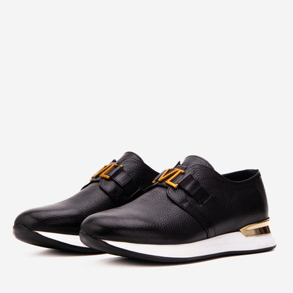 The Avelon Black Leather Men Sneaker