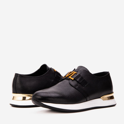 The Avelon Black Leather Men Sneaker