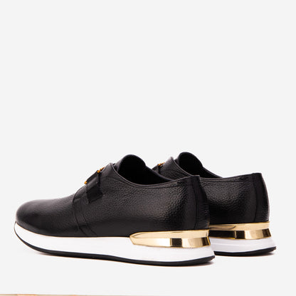 The Avelon Black Leather Men Sneaker