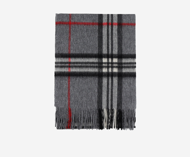 YM02-2 Grey Plaid Wool Scarf