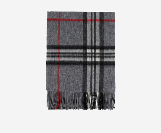 YM02-2 Grey Plaid Wool Scarf
