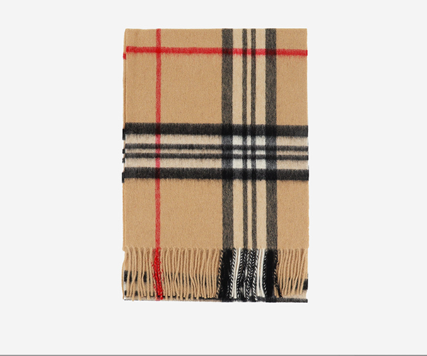 YM02-3 Beige Plaid Wool Scarf