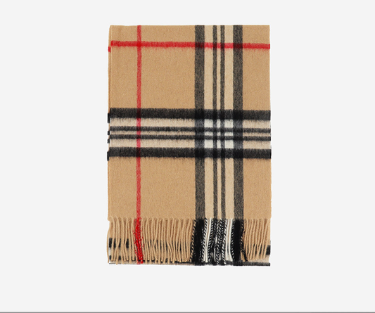 YM02-3 Beige Plaid Wool Scarf