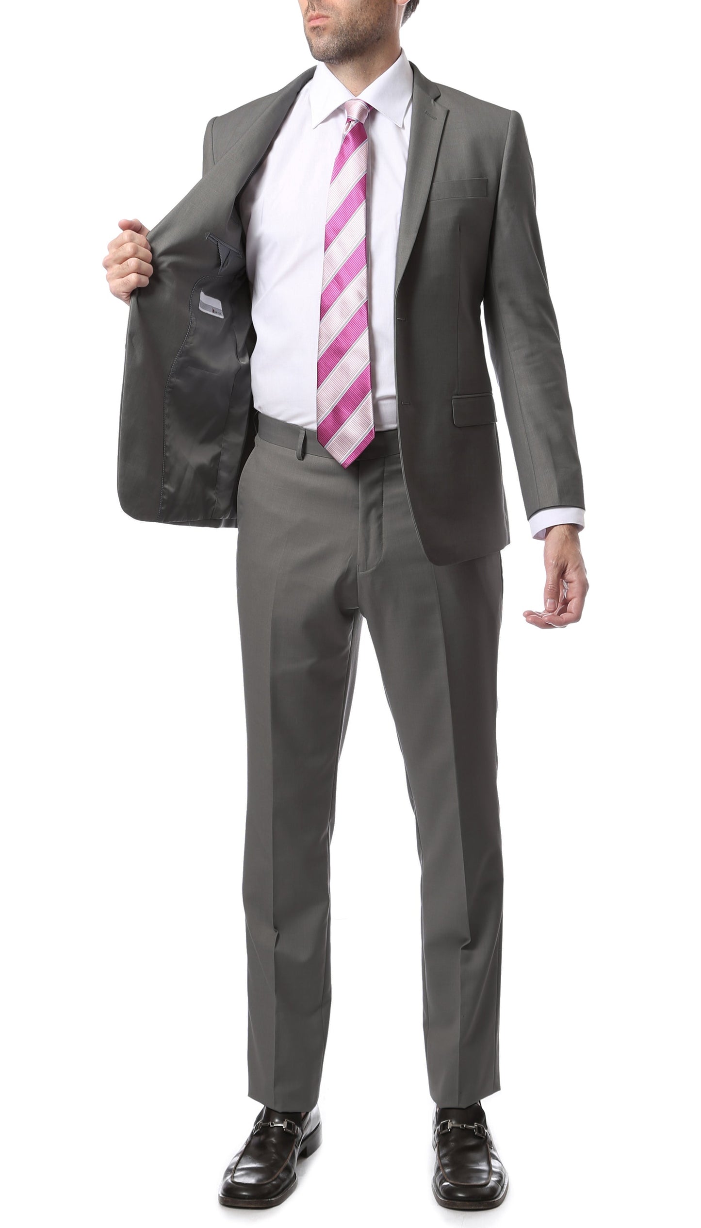 Mens ZNL22S 2pc 2 Button Slim Fit Grey Zonettie Suit