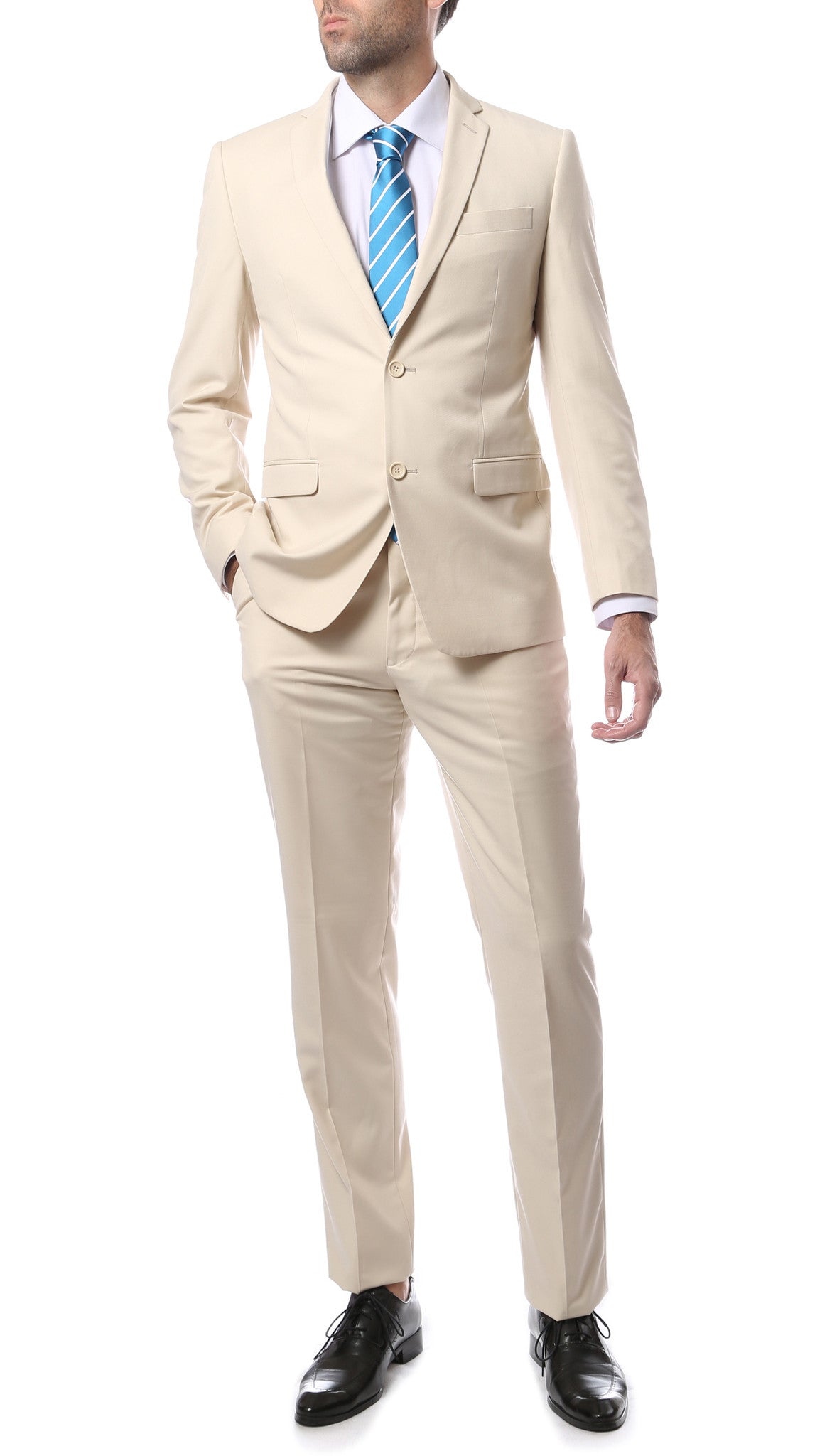Mens ZNL22S 2pc 2 Button Slim Fit Tan Zonettie Suit