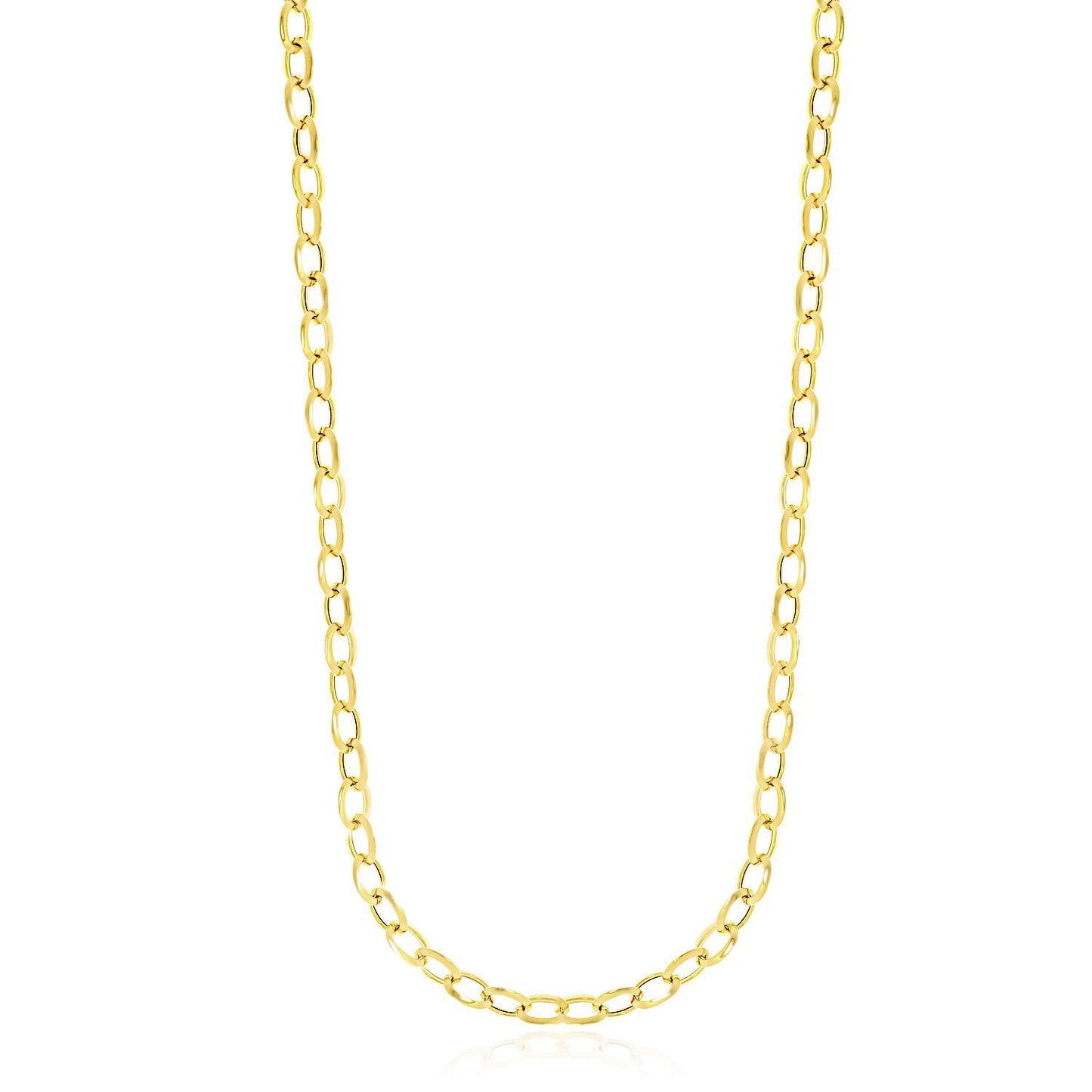 Collar de cadena estilo cable pulido de oro amarillo de 14k