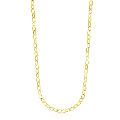 Collar de cadena estilo cable pulido de oro amarillo de 14k