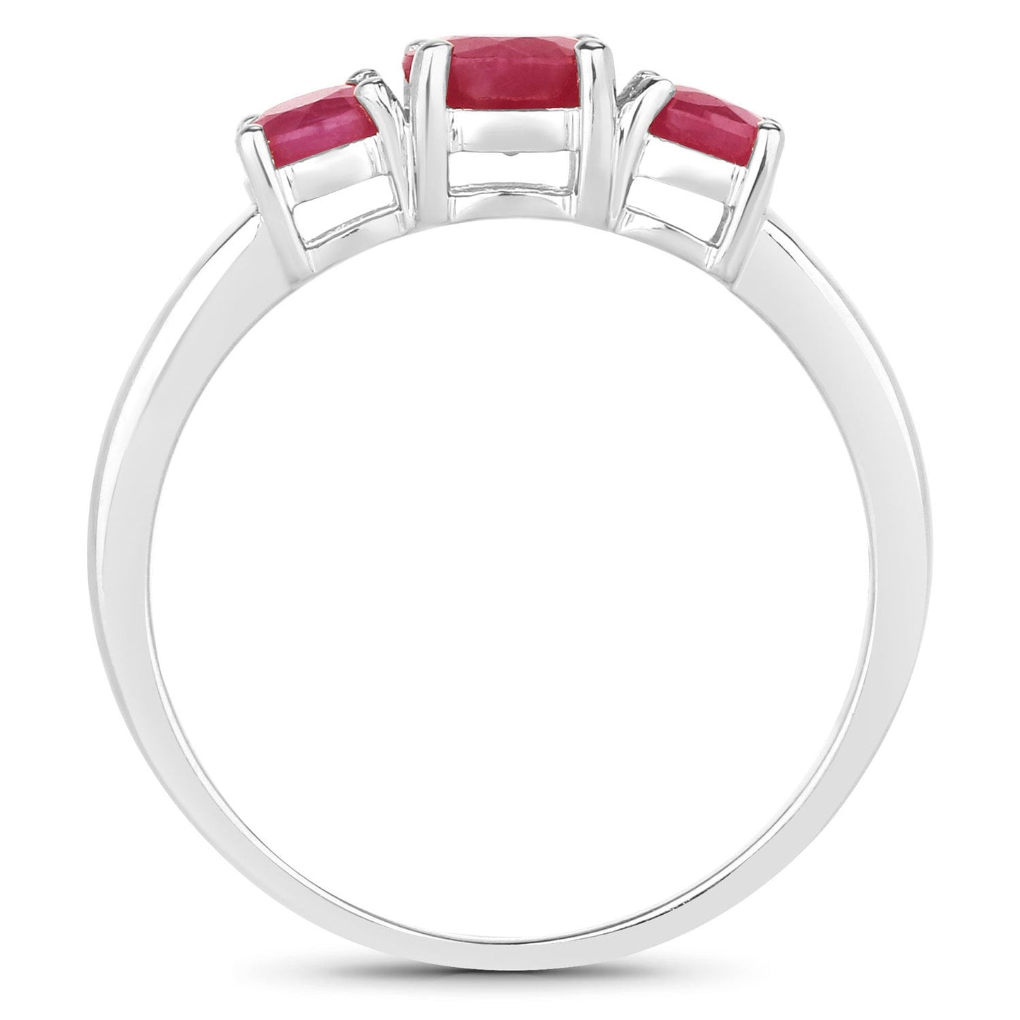 Anillo de oro blanco de 14K con rubí auténtico de 1,15 quilates