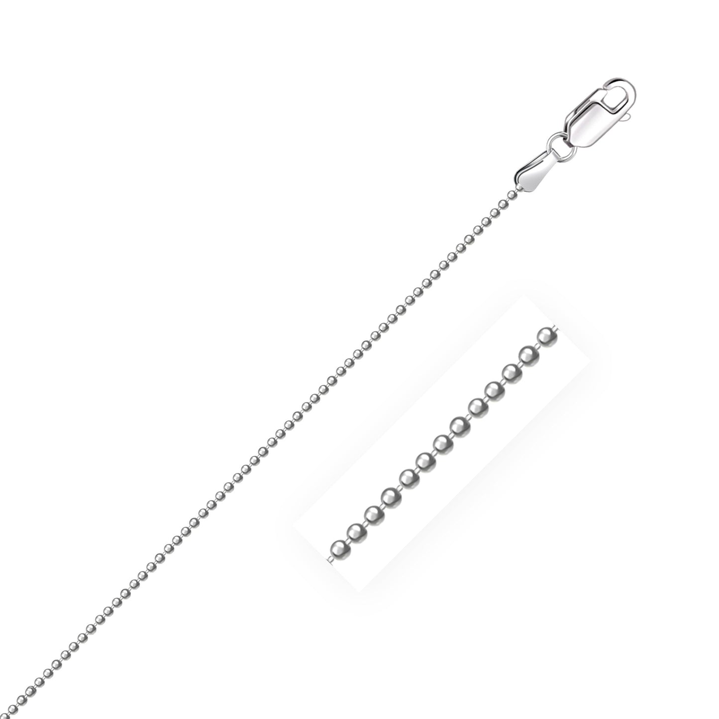 Cadena de cuentas facetadas de oro blanco de 14k de 1.2mm
