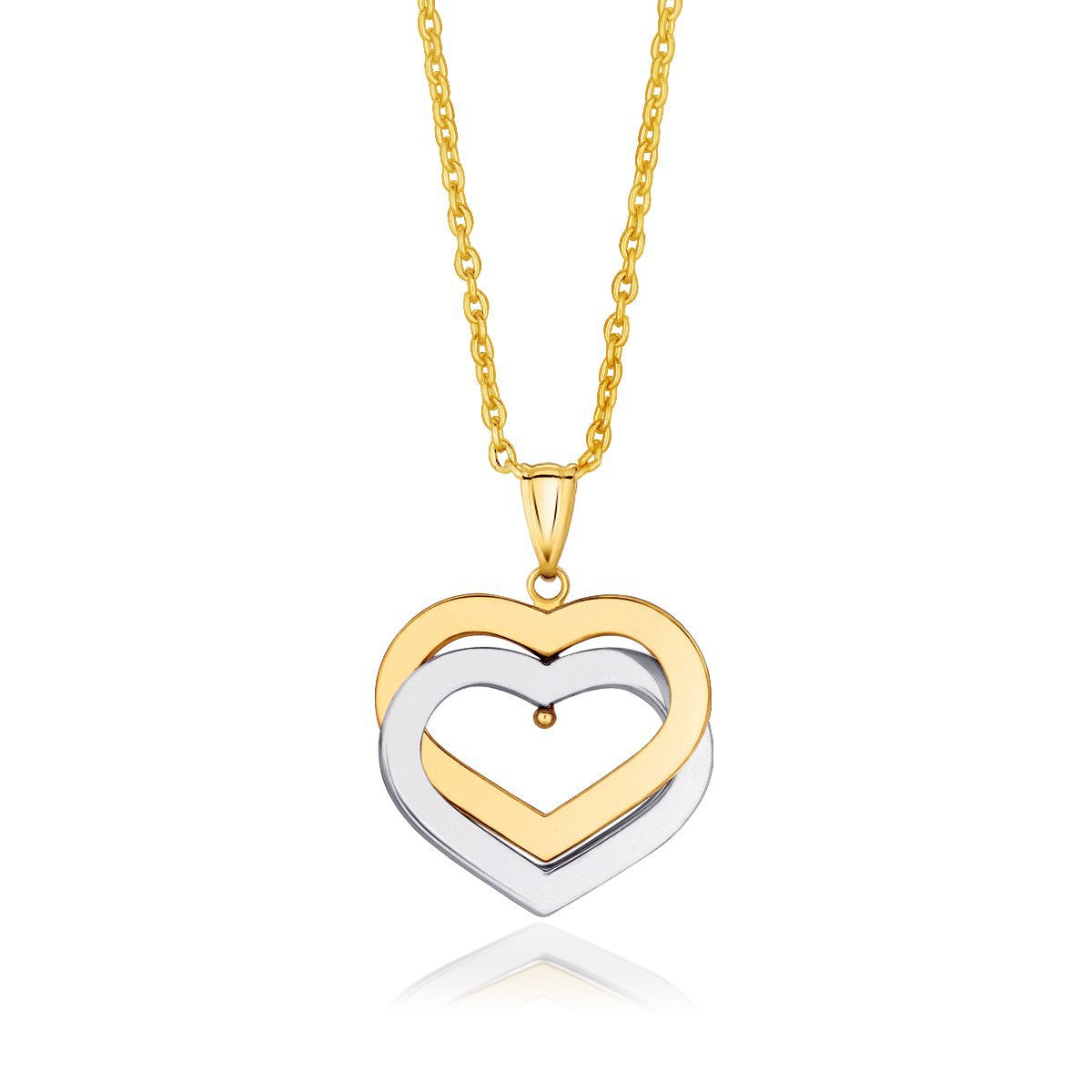 Colgante de corazones entrelazados de oro bicolor de 14k