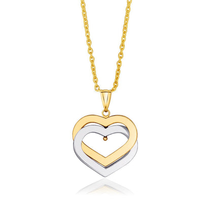 Colgante de corazones entrelazados de oro bicolor de 14k