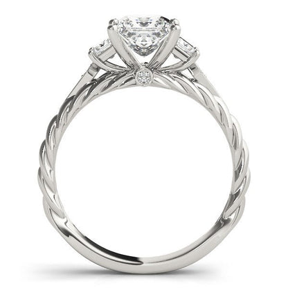 Anillo de diamantes de estilo antiguo de 3 piedras con corte princesa en oro blanco de 14k (1 1/8 cttw)