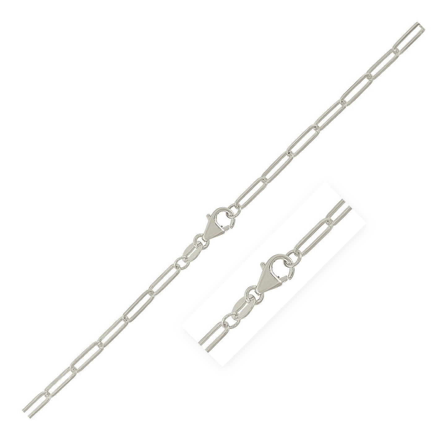 Cadena de eslabones ovalados de plata de ley con baño de rodio (2.5 mm)