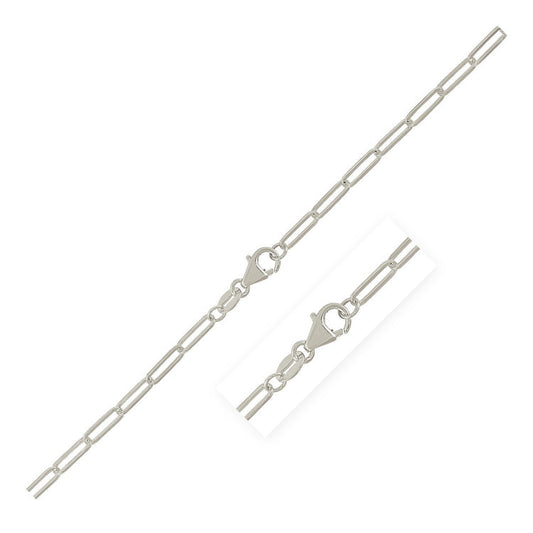 Cadena de eslabones ovalados de plata de ley con baño de rodio (2.5 mm)