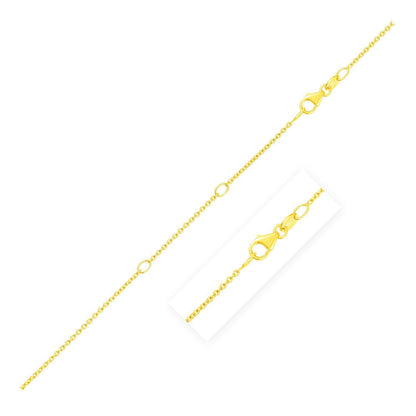 Cadena de cable de corte diamante doble extensible en oro amarillo de 14k (1,4 mm)