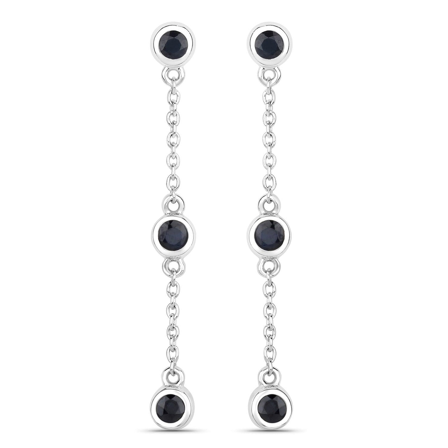 Aretes de zafiro azul genuino de 0,66 quilates de plata de ley .925