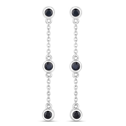 Aretes de zafiro azul genuino de 0,66 quilates de plata de ley .925