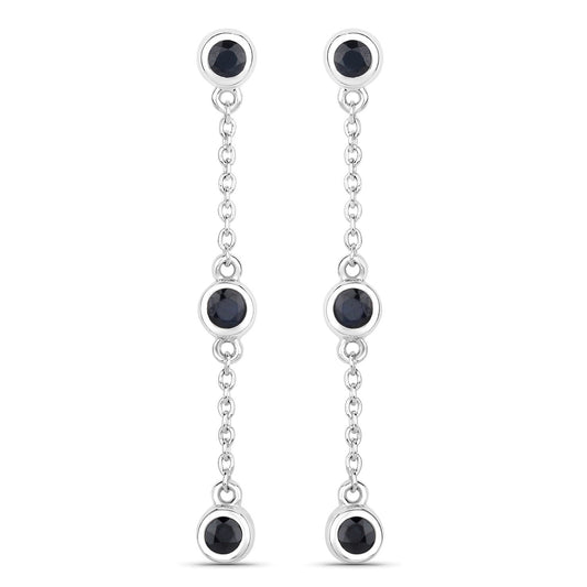 Aretes de zafiro azul genuino de 0,66 quilates de plata de ley .925