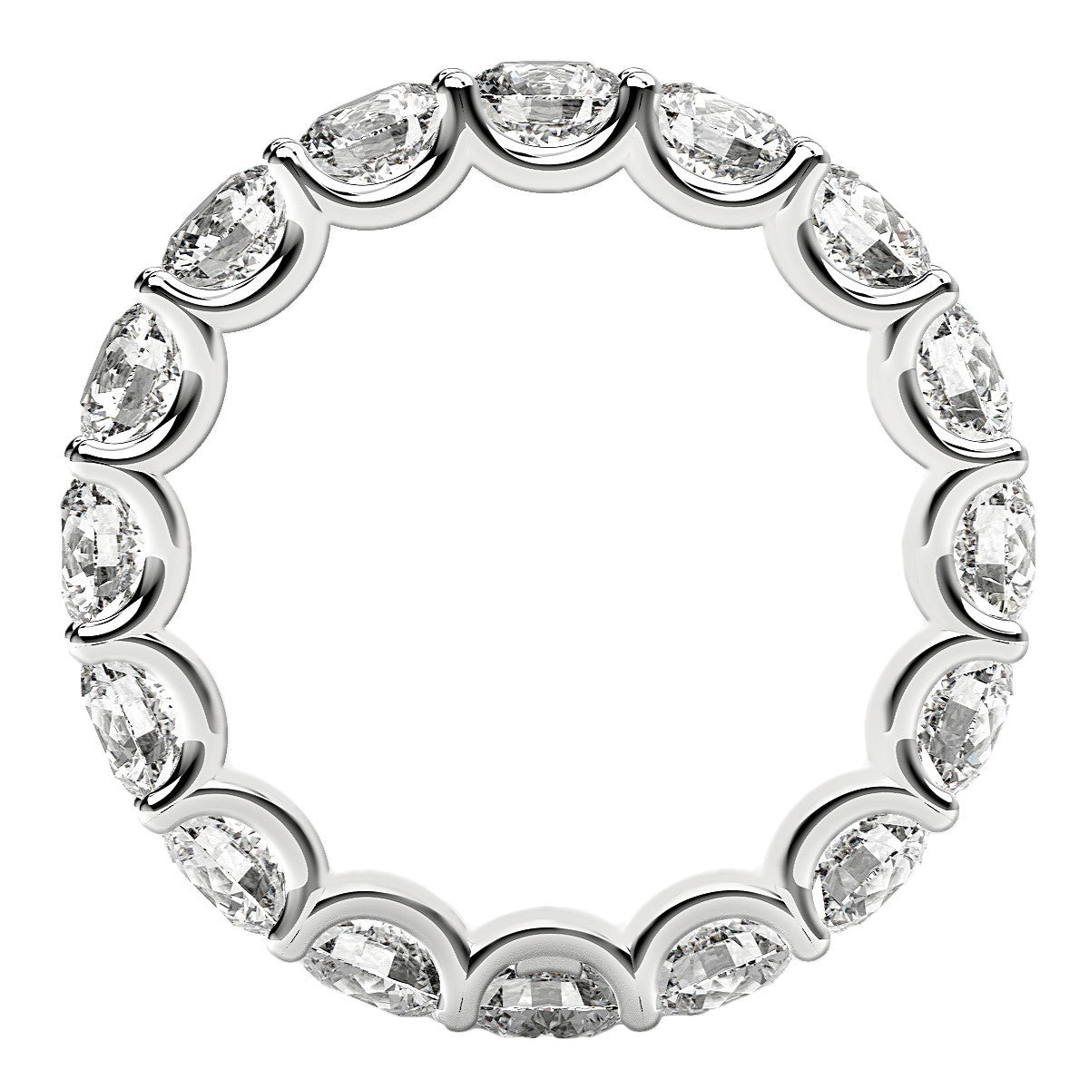 Anillo de eternidad de diamantes redondos cultivados en laboratorio de oro blanco de 14k (4 ct de peso total FG/VS2)