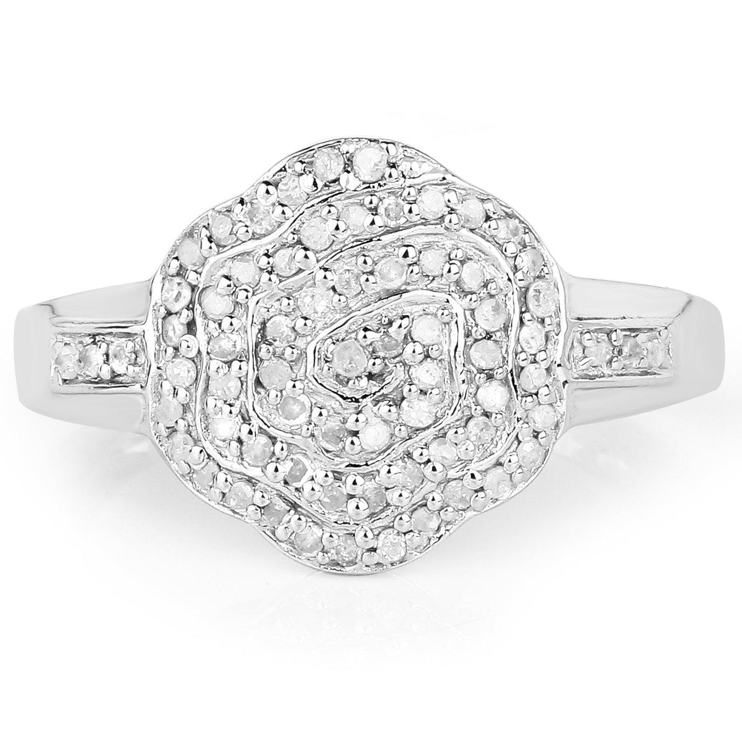 Anillo de plata de ley .925 chapado en oro amarillo de 14 quilates con diamantes blancos genuinos de 0.29 quilates