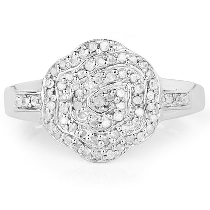 Anillo de plata de ley .925 chapado en oro amarillo de 14 quilates con diamantes blancos genuinos de 0.29 quilates