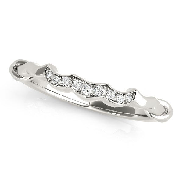 Anillo de boda de vieira en oro blanco de 14 quilates (1/20 quilates en total)