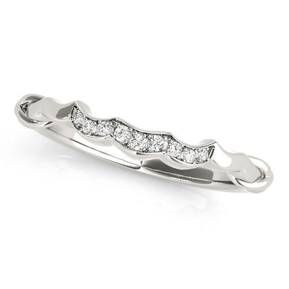 Anillo de boda de vieira en oro blanco de 14 quilates (1/20 quilates en total)