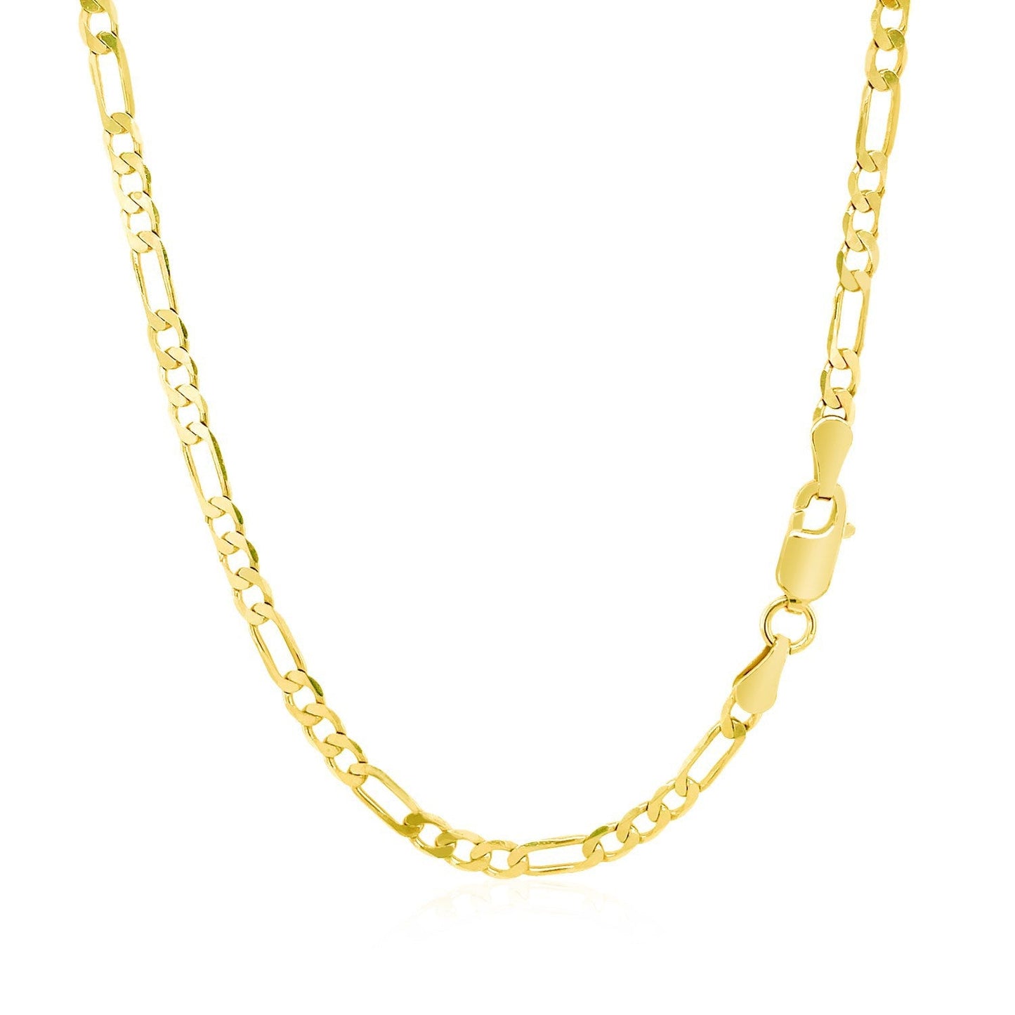 Cadena Figaro sólida de oro amarillo de 14k y 3,1mm
