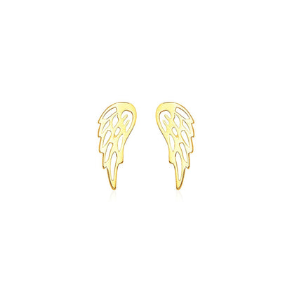 Pendientes de poste de alas pulidas de oro amarillo de 14k