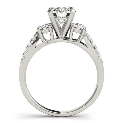Anillo de compromiso de oro blanco de 14k con vástago dividido, 3 diamantes redondos (2 quilates en total)