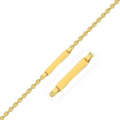 Pulsera de identificación para niños con eslabones marineros hinchados, oro amarillo de 14k