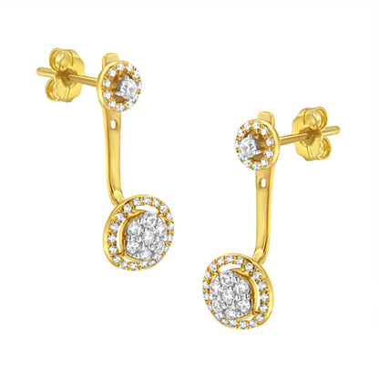 Pendientes de oro amarillo de 14 quilates laminado sobre plata de ley .925 con diamantes de 5/8 quilates totales, diseño de tachuela y colgante removibles (color I-J, pureza I2-I3)