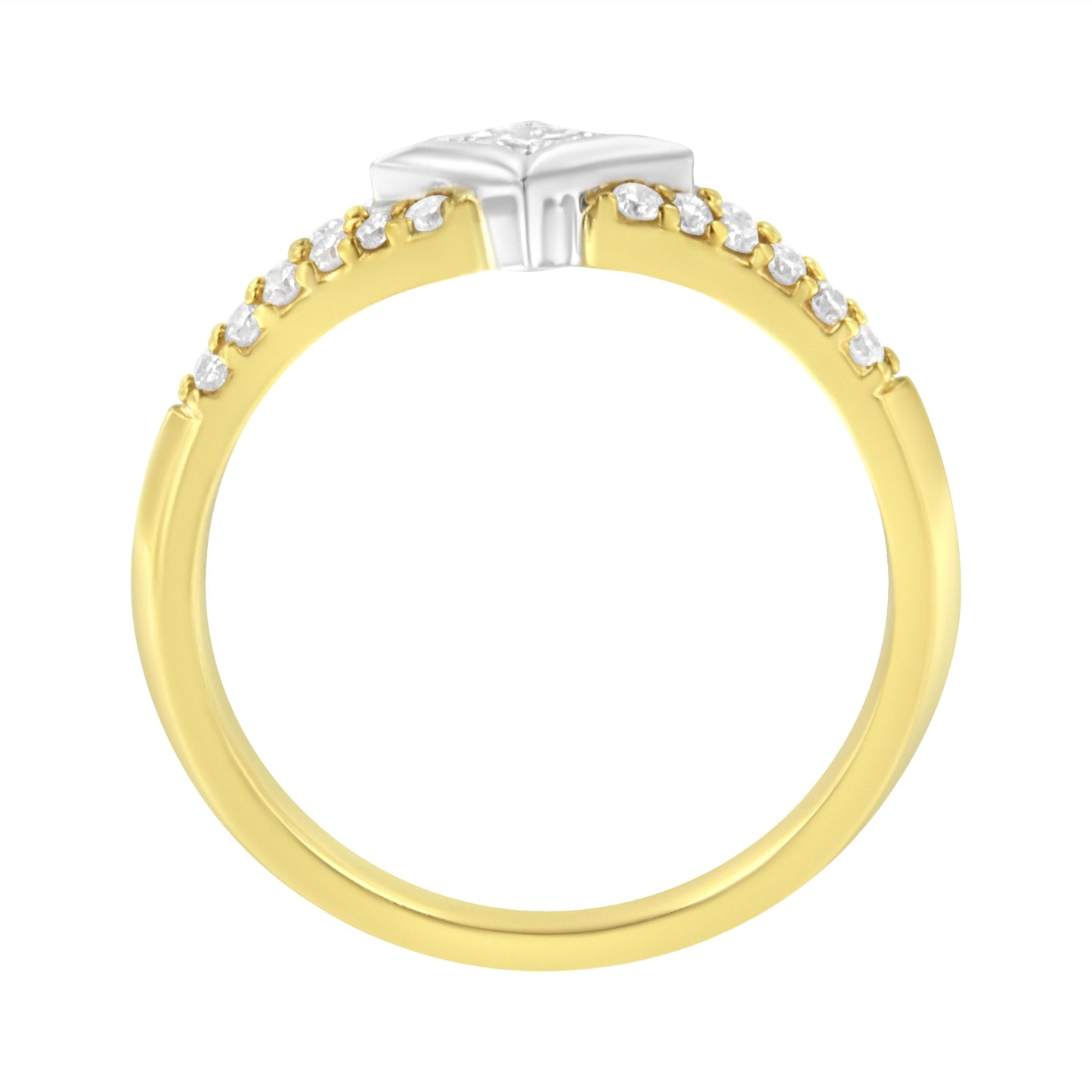 Anillo de cometa con diamante de 1/2 quilate (peso total) en oro de 10 quilates de dos tonos con vástago dividido (color H-I, claridad SI2-I1)
