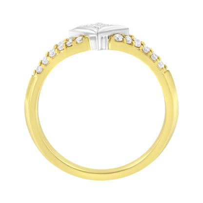 Anillo de cometa con diamante de 1/2 quilate (peso total) en oro de 10 quilates de dos tonos con vástago dividido (color H-I, claridad SI2-I1)