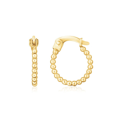 Pendientes de aro con bisagras de oro amarillo de 14 quilates con cuentas