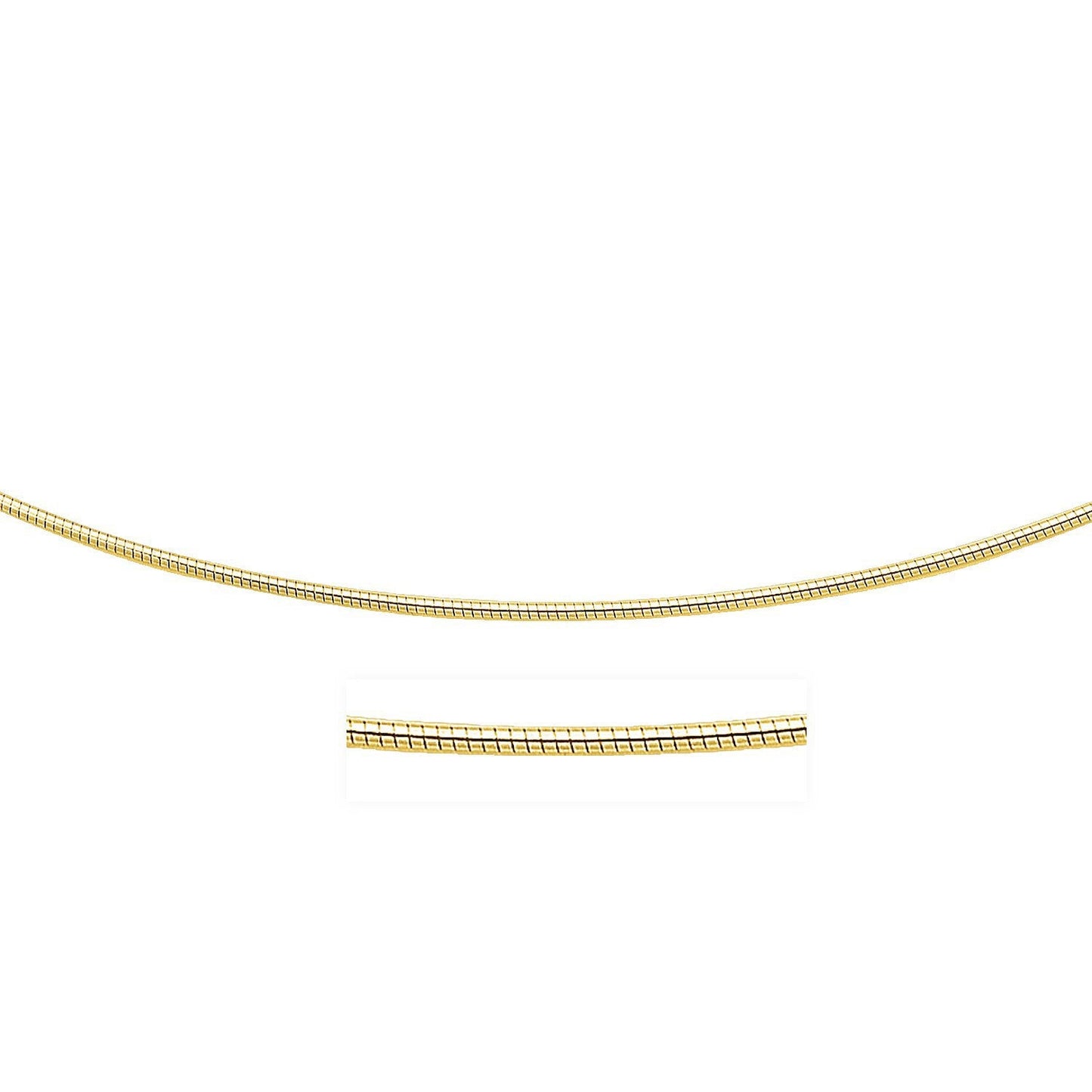 Collar de oro amarillo de 14k estilo cadena Omega redonda