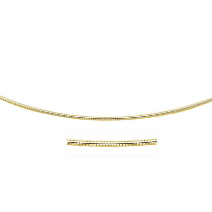 Collar de oro amarillo de 14k estilo cadena Omega redonda