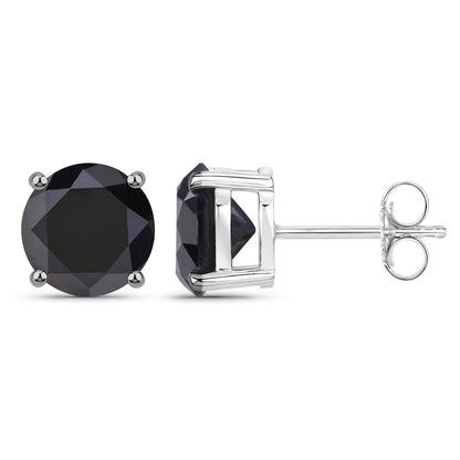 Pendientes de oro blanco de 14 quilates con diamantes negros genuinos de 4,91 quilates