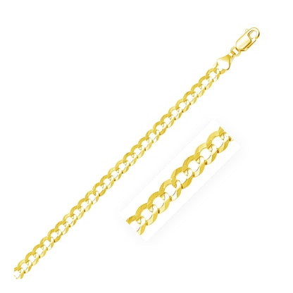Cadena barbada de oro amarillo de 10k y 5.7mm